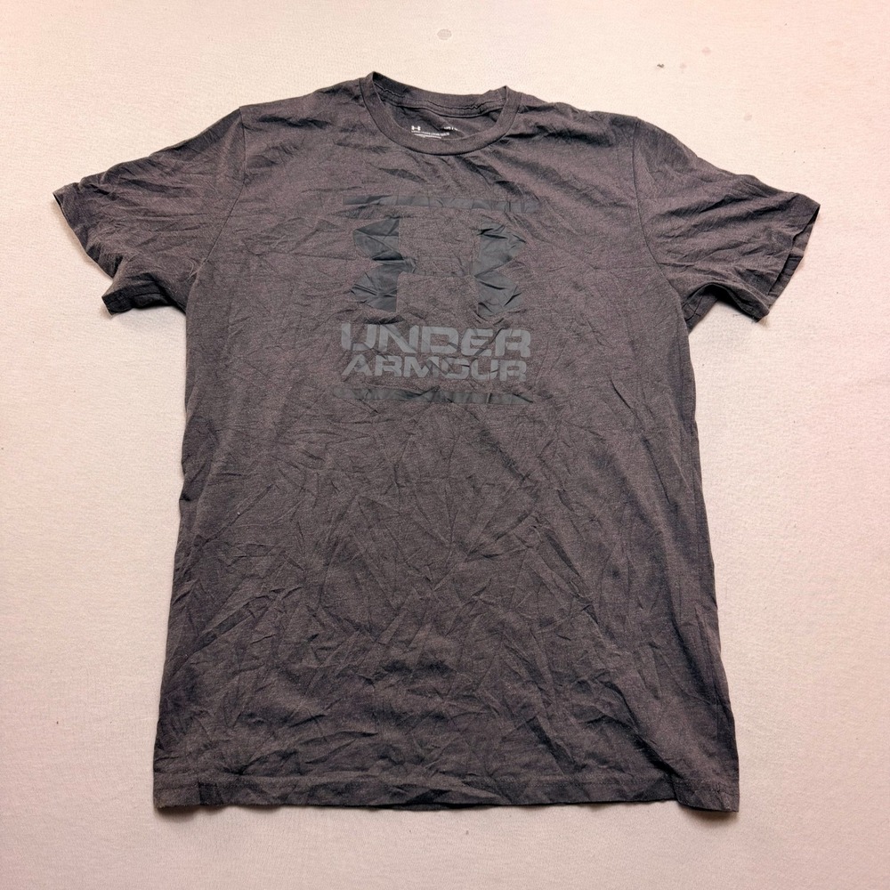 Under Armour T-Shirt Mens Medium Grey Excellent Graphic Logo Loose Fit Tee
